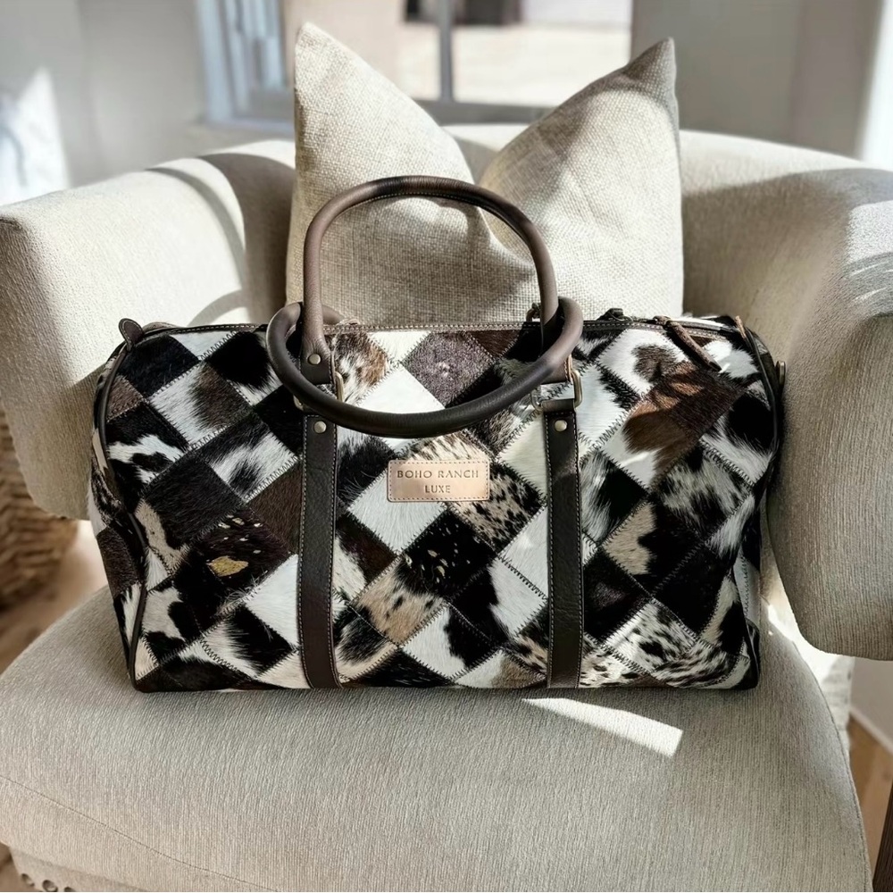 Cowhide Leather Tote/duffel bag - Brown and Black